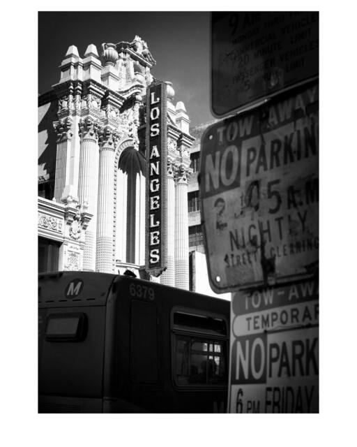 Digital Black & White Photograph, Cityscape Of Los Angeles Theater Marquee, Wall Decor, Art Deco, 8x10 Inch. Edition 20