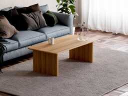 Solid Oak Coffee Table Minimalist Japandi Living Room Table - thumbnail 1