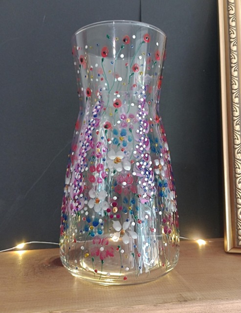 Enchanted Meadow. Beautiful Hand Painted Carafe Vase. 20cm. Unique - image 1