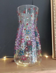 Enchanted Meadow. Beautiful Hand Painted Carafe Vase. 20cm. Unique - thumbnail 1