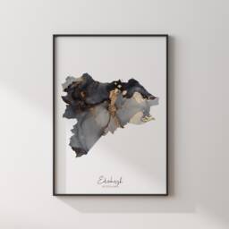 Edinburgh Map Black & Gold Wall Art Print- Scotland - United Kingdom Great Britain - thumbnail 3
