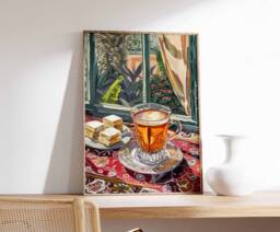 Islamic Food Poster, Coffee Arabic Decor, Persian Wall Art, Kitchen Afghan Gift - thumbnail 1