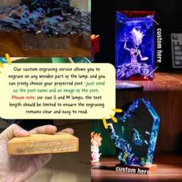 Demon Slay.er Resin Lamp, Handmade Anime Night Light, Diorama Nezu.ko Lamp Tanji.rou Inosu.ke Demon Slayer Gift - thumbnail 2