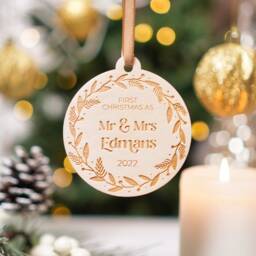 Personalised Married Christmas Ornament First As Mr & Mrs Bauble Newlwed 2024 Couples Gift - thumbnail 2