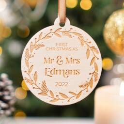 Personalised Married Christmas Ornament First As Mr & Mrs Bauble Newlwed 2024 Couples Gift - thumbnail 3