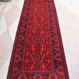 Handmade Wool Turkmen Runner Afghan Oriental Hallway Rug - 12.11 X 2.9 Ft - thumbnail 2