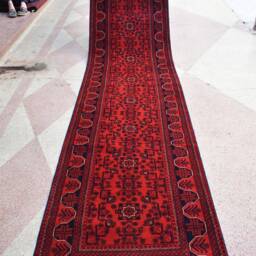 Handmade Wool Turkmen Runner Afghan Oriental Hallway Rug - 12.11 X 2.9 Ft - thumbnail 3