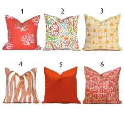 Indoor Pillow Cover With Zippers, Shades Of Orange, Coral & Yellow, Pick Your Favorites - thumbnail 1