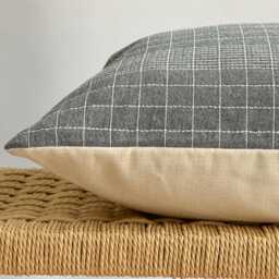Gray Striped Hmong Hemp Pillow Cover Vintage Tribal Lumbar - thumbnail 4