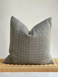 Gray Striped Hmong Hemp Pillow Cover Vintage Tribal Lumbar - thumbnail 1