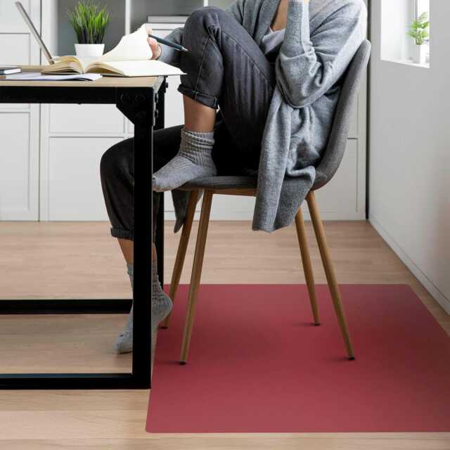 Color Burgundy Office Chair Floor Protector, Claret Desk Mat, Pattern Vinyl Gaming Mat - image 1