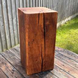 Oak & Hardwood Side Tables, Rustic Sculpture Display Plinth, Living Room Lamp Base, Speaker Stand, Large Timber Block, Up-Cycled Solid Wood - thumbnail 3