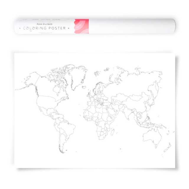 World Map Wall Art, Travel Of The World, Large Poster, Black & White Coloring Political Poster - image 1