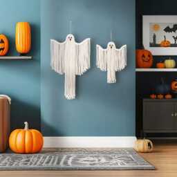 Halloween White Ghost, Ghost Decorations, Hanging Decor, Wall V20 - thumbnail 4