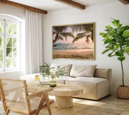 Landscape Palm Tree Sunset Print, Neutral Beach Print , Ocean Poster Wall Art Home Decor Bedroom , A5, A4, A3, A3+, A2 - thumbnail 1