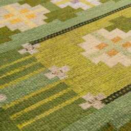 Handmade Swedish Kilim Rug Custom Scandinavian Wool Rug, Boho Minimalist Green Decor Bedroom Carpet - thumbnail 2