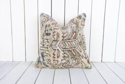 Vintage Turkish Kilim Pillow Cover Bohemian Decor - 16x16 - thumbnail 1