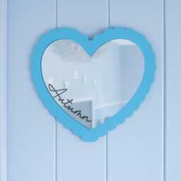 Personalized Heart Shape Acrylic Mirror Custom Name, Pastel Colours Scalloped Edge With 30cm - thumbnail 1