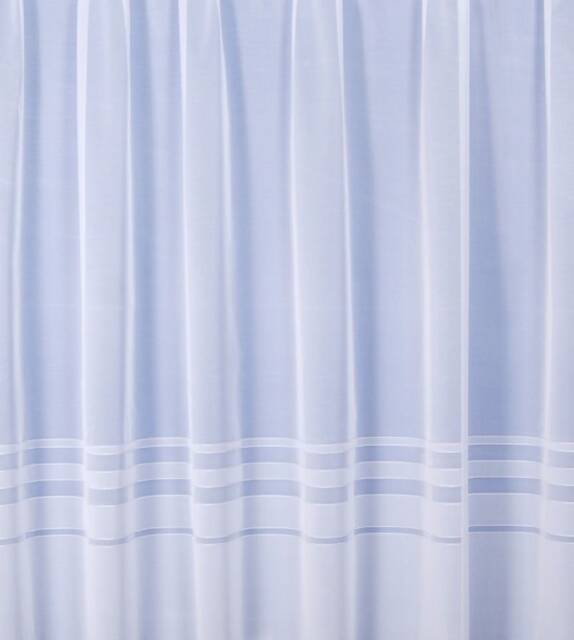 Modern Semi Plain Stripe Border White Net Curtain Sold By The Metre in Width