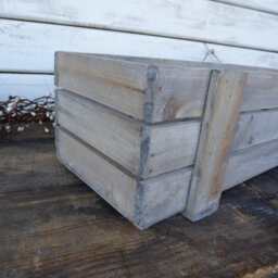 Solid Wood Open Slat Crate Box ~ Rustic Urban Farmhouse Home Decor Kitchen Utensil Holder Mason Jar Organization Centerpiece Planter - thumbnail 2