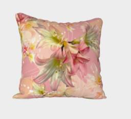 Velvet Pillow Pink Lillies Blush, Throw Pillow, Velveteen Boho, Flowers, 18X18In Or 22 X 22In, Decorative Cushion Bed - thumbnail 2