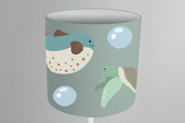 Lampshade Floor Lamp Fish Whale Nursery Ocean Sea Baby - image 1