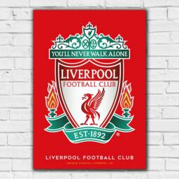 Liverpool Fc Print - Crest Red Background Poster Lfc Football Art - thumbnail 2