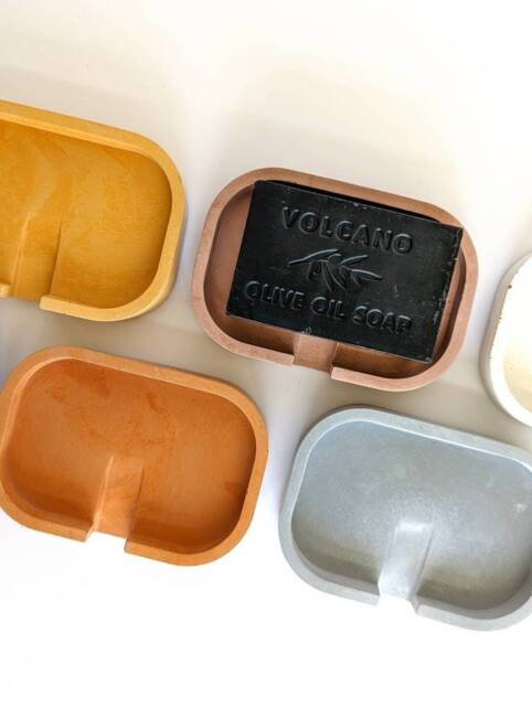 Walled Concrete Soap Dish - 35 Colours Funnelled Draining Tray Block Holder Home Kitchen Sink Accessory Spout Drainage - image 1