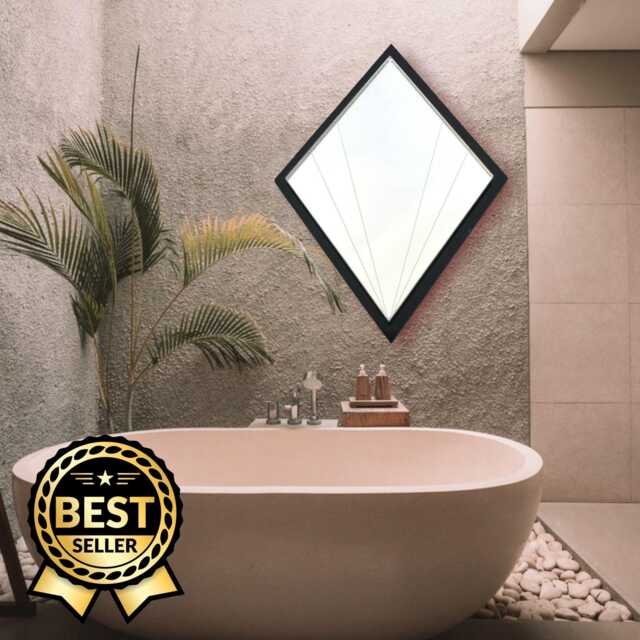 Art Deco Diamond Mirror Custom Color Frame, Bespoke Shapes - image 1