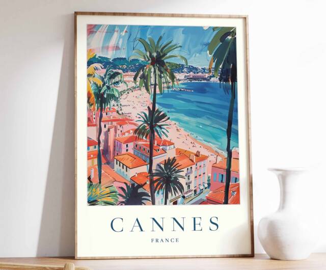 Cannes France Travel Poster French Riviera Wall Art - image 1