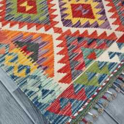 Classic Rug, Handmade Artisan Afghan Turkish Scandinavian Navajo Bohemian Wool Flatweave Multicolour Kilim Rug 157x97 cm - thumbnail 2