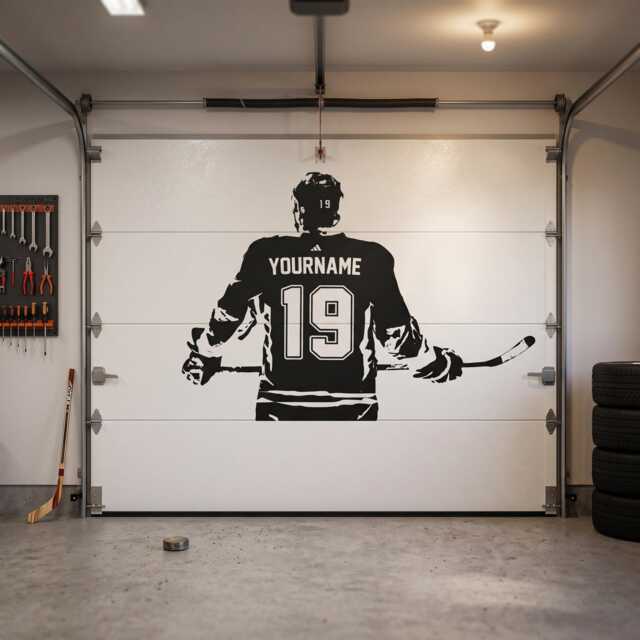 Hockey Wall Art - Custom Name Decal Right Left Handed Decor Ice Vinyl Sticker Choose & Jersey Numbers - image 1