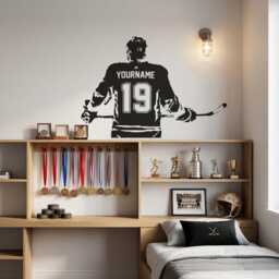 Hockey Wall Art - Custom Name Decal Right Left Handed Decor Ice Vinyl Sticker Choose & Jersey Numbers - thumbnail 4