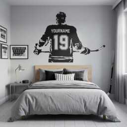 Hockey Wall Art - Custom Name Decal Right Left Handed Decor Ice Vinyl Sticker Choose & Jersey Numbers - thumbnail 3