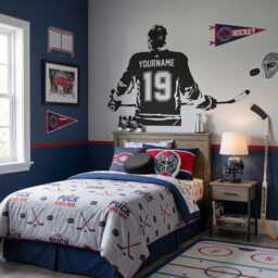 Hockey Wall Art - Custom Name Decal Right Left Handed Decor Ice Vinyl Sticker Choose & Jersey Numbers - thumbnail 2