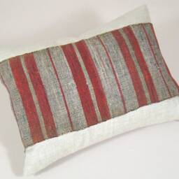 Sakiori Lumbar Pillow Cover Japanese Rag Weave, Striped Vintage Obi - thumbnail 3