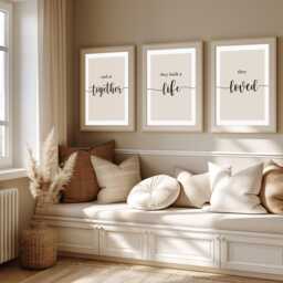 And So Together Wall Art Print, Neutral Abstract Prints, Modern Art, , Set Of 3 A4, A3 A2 A1 50x70 Sizes, Fast Delivery - thumbnail 2