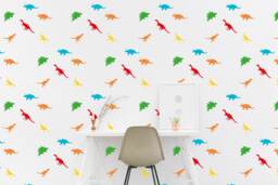 Dinosaur Wall Decal Dinosaurs Kids Room Wall Sticker Bedroom Pattern Wallpaper Vinyl Decals Nursery Stickers Home Decor - thumbnail 1