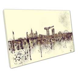 Glasgow City Skyline Canvas Wall Art Painterly Spray Paint Decor For Home Or Office - thumbnail 1