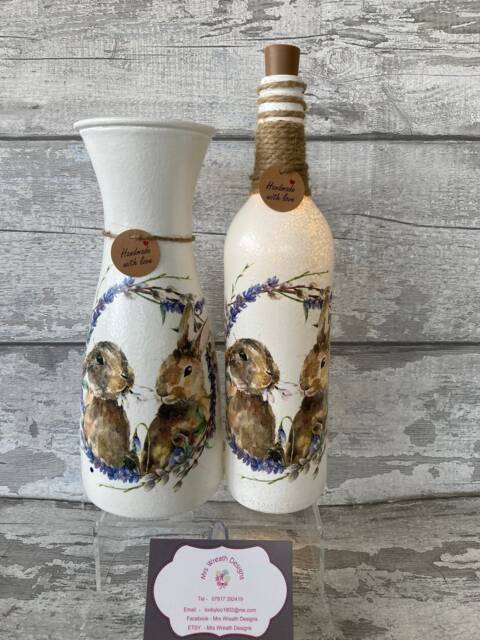Rabbit Vase & Light Up Bottle Set, Gifts, Mother's Day Gifts , Xmas Easter Bunny, Bunny Hare - image 1