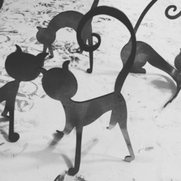 Cat in Socks Hand Painted Steel Sculpture - Downward Cat - thumbnail 4