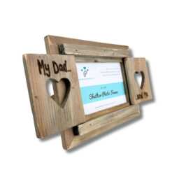 My Dad/Mum & Me - Birthday Christmas Gift Personalised Driftwood Heart Shutter Photo Frame 6x4 - thumbnail 3