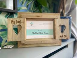 My Dad/Mum & Me - Birthday Christmas Gift Personalised Driftwood Heart Shutter Photo Frame 6x4 - thumbnail 1