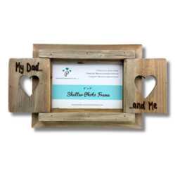 My Dad/Mum & Me - Birthday Christmas Gift Personalised Driftwood Heart Shutter Photo Frame 6x4 - thumbnail 2