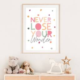 Never Lose Your Wonder Print, Girls Nursery Bedroom Prints, Wall Art, Playroom Quotes - thumbnail 3