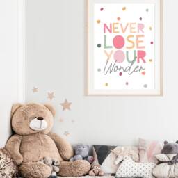 Never Lose Your Wonder Print, Girls Nursery Bedroom Prints, Wall Art, Playroom Quotes - thumbnail 4