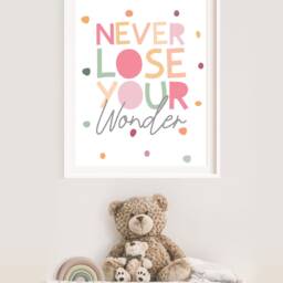 Never Lose Your Wonder Print, Girls Nursery Bedroom Prints, Wall Art, Playroom Quotes - thumbnail 2