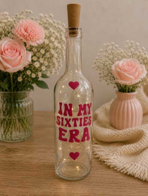 My Sixties Era Bottle, 60Th Led Birthday Gift, Present, Milestone, Light Bottle - image 1