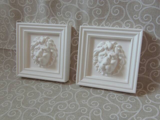 A Pair Of Traditional Lions Head Door/Window Frame Architrave Corner Blocks Fine Detailed Plaster , 12cm X - image 1
