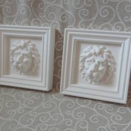 A Pair Of Traditional Lions Head Door/Window Frame Architrave Corner Blocks Fine Detailed Plaster , 12cm X - thumbnail 3